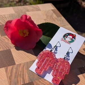 Pink Glitter Deco Earrings